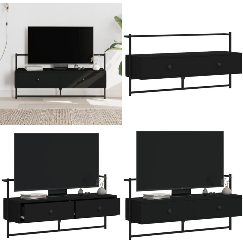 Vidaxl - Meuble tv mural noir 100,5x30x51 cm bois d'ingénierie - Meubles Tv Murale - Meuble Tv Suspendu - Meuble Tv Moderne - Meuble Tv Noir