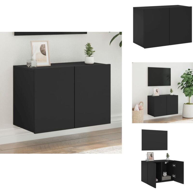 Vidaxl - Meuble tv mural noir 60x30x41 cm - Meuble Tv Mural - Meuble Tv Noir - Meuble Tv Design - Rangement Tv - Support Tv Mural