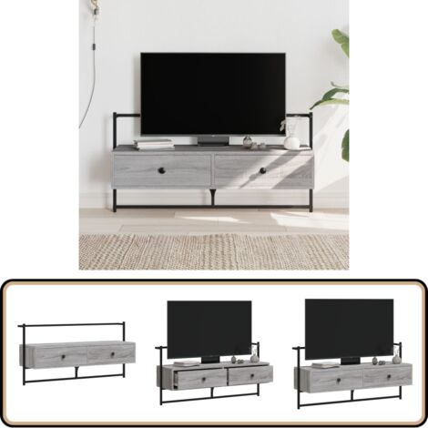 Meuble TV mural sonoma gris 100,5x30x51 cm bois d'ingénierie - Meuble Tv Mural - Meuble Tv Suspendu - Meuble Tv Moderne - Meuble Tv Gris - Rangement Murale