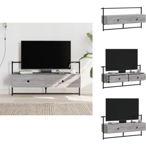 Meuble TV mural sonoma gris 100,5x30x51 cm bois d'ingénierie - Meuble Tv Mural - Meuble Tv Suspendu - Meuble Tv Moderne - Meuble Tv Gris - Rangement Murale