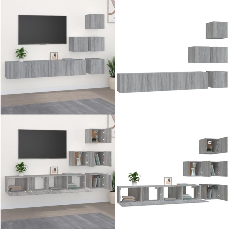Vidaxl - Meuble tv mural Sonoma gris Bois d'ingénierie - Meubles Tv Murale - Meuble Tv Suspendu - Meuble Tv Moderne - Étagère Murale - Rangement