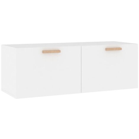 Meuble TV murale Blanc 100x36,5x35 Bois Kizaro