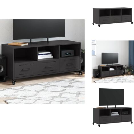 Meuble TV noir 100,5x39x43,5 cm acier - Meuble TV - Meubles TV - Support Tv - Unité Tv