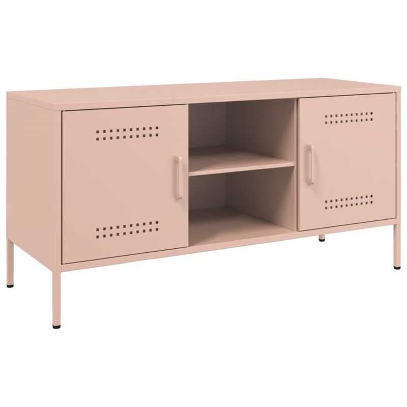 vidaXL Meuble TV rose 100,5x39x50,5 cm acier