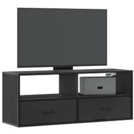 Meuble TV noir 100x31x39,5 bois d'ingénierie et métal