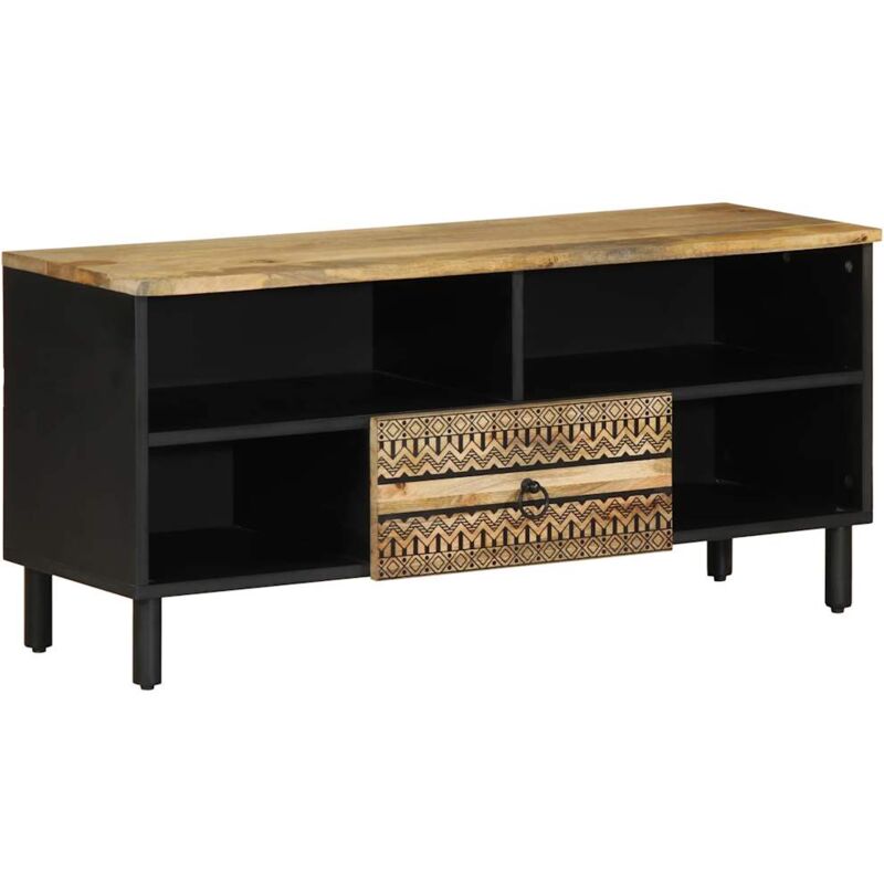 Vidaxl - Meuble tv noir 100x33,5x46 cm bois massif manguier brut