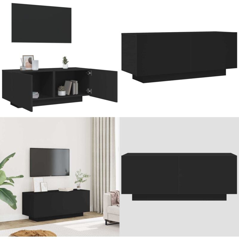 Vidaxl - Meuble tv Noir 100x35x40 cm Aggloméré - Meuble Tv - Meuble Audiovisuel - Armoire Stéréo - Rangement Tv - Télévision Murale - Home & Living
