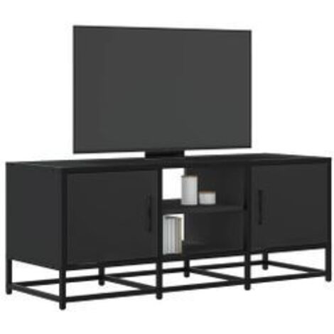 Meuble TV noir 100x35x41 bois d'ingénierie et métal