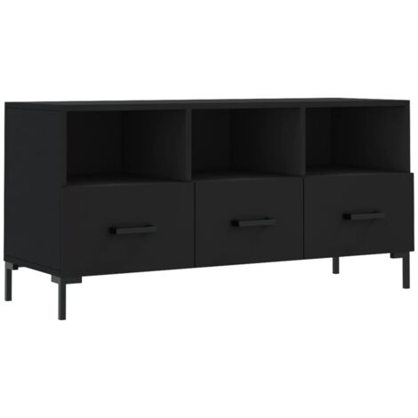 Meuble TV noir 102x36x50 bois d'ingénierie