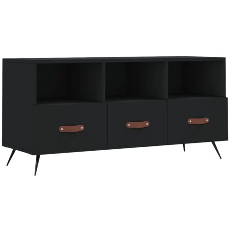 Meuble TV noir 102x36x50 bois d'ingénierie