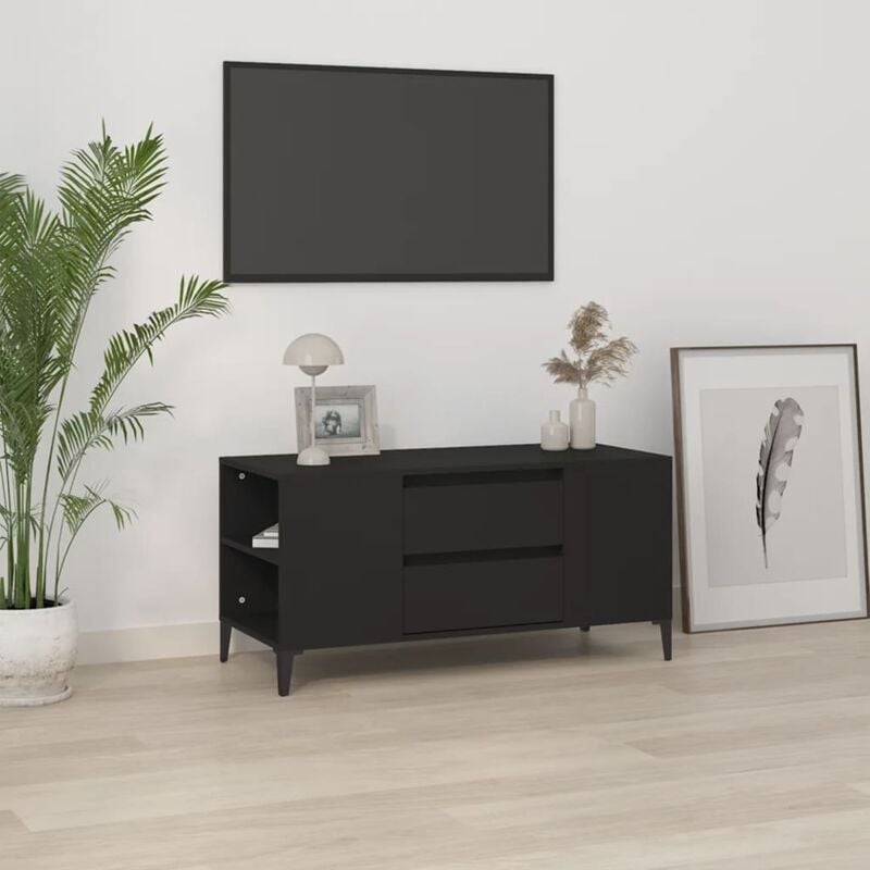 Vidaxl - Meuble tv Noir 102x44,5x50 cm Bois d'ingénierie