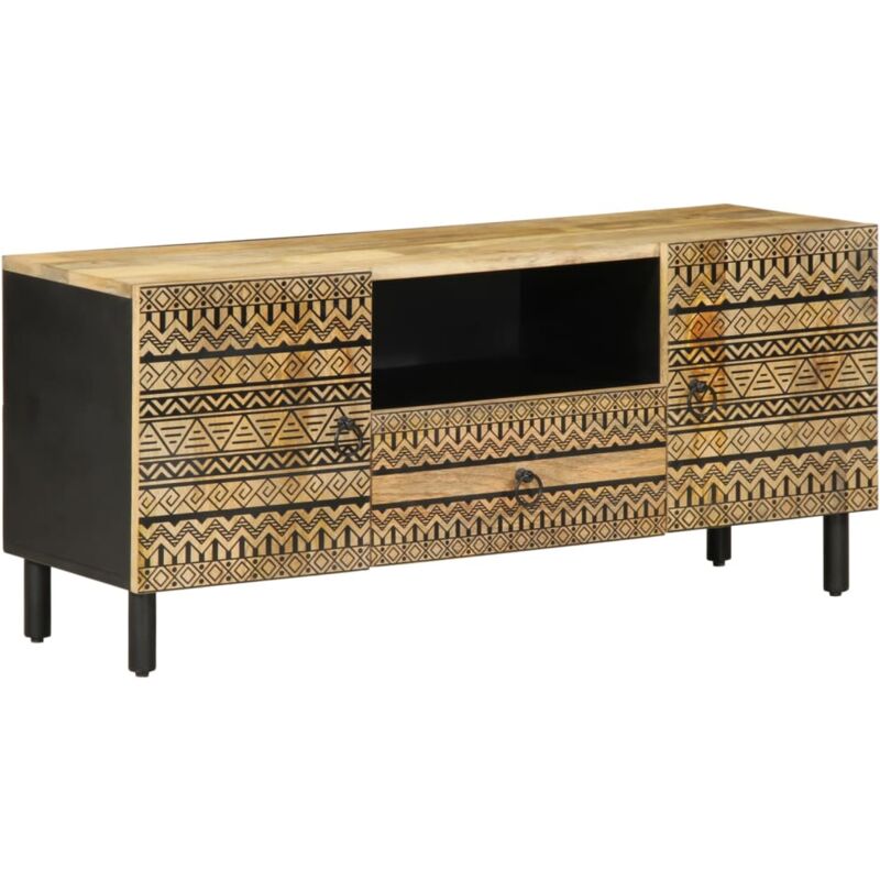 Vidaxl - Meuble tv noir 105x33,5x46 cm bois massif manguier brut