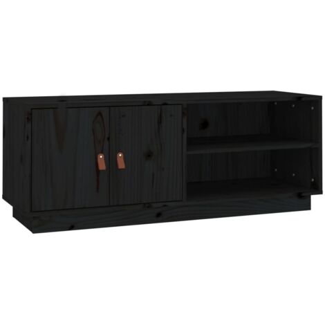 Meuble TV Noir 105x34x40 cm Bois de pin massif vidaXL