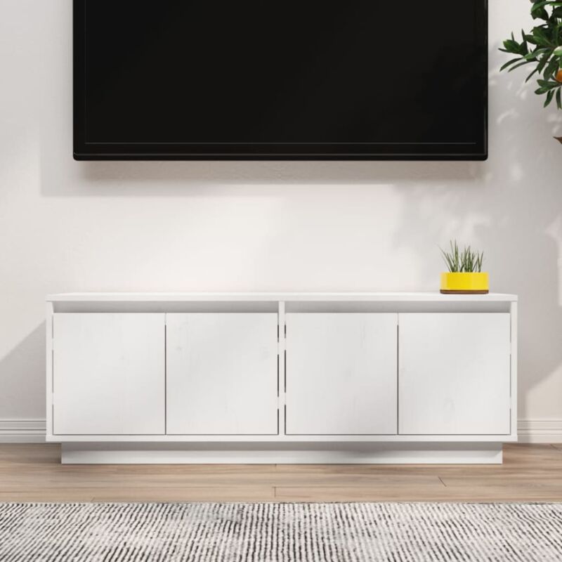 Vidaxl - Meuble tv Blanc 110x34x40 cm Bois de pin massif