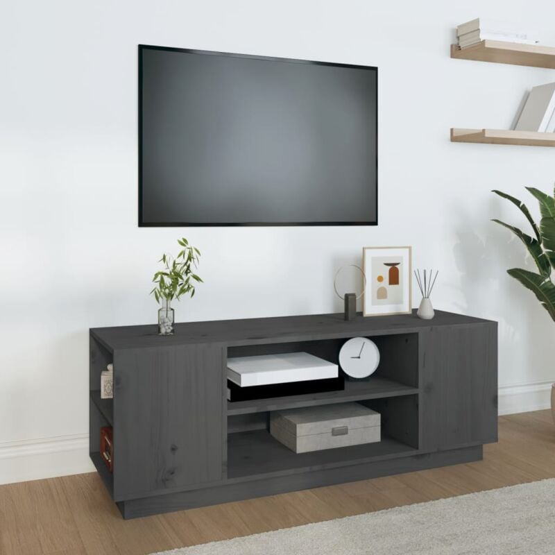 Vidaxl - Meuble tv Gris 110x35x40,5 cm Bois de pin massif