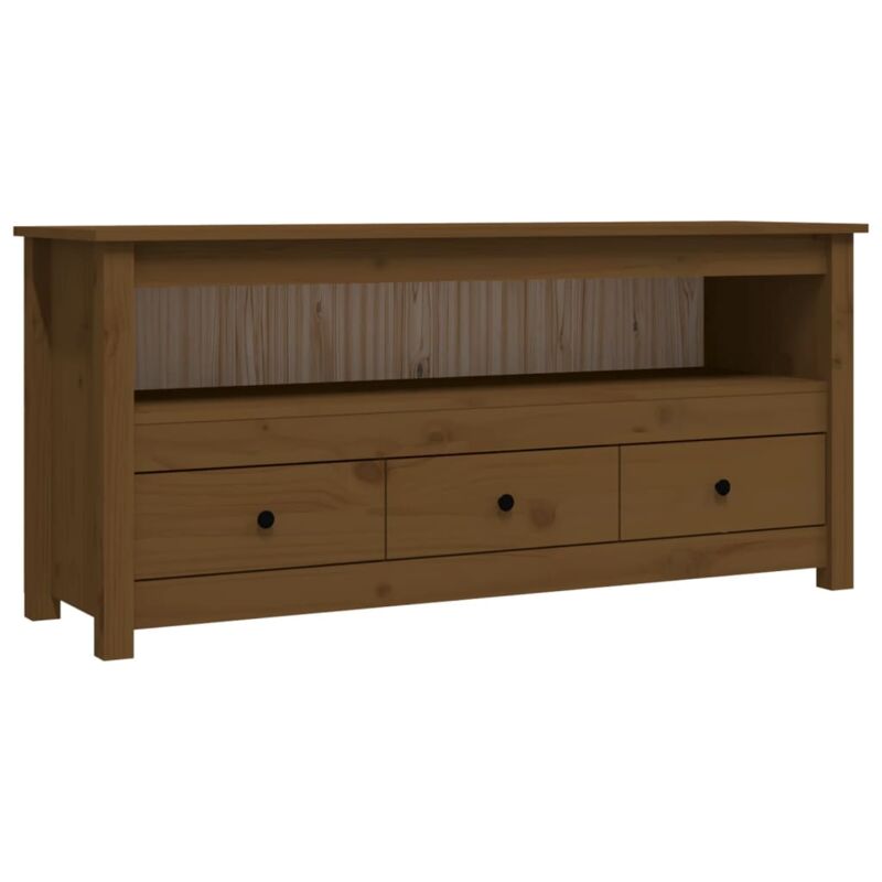 Meuble TV Marron miel 114x35x52 cm Bois de pin massif vidaXL