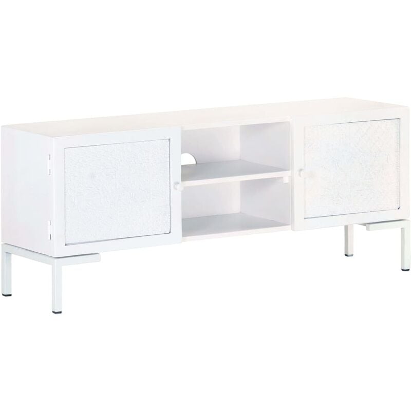 Vidaxl - Meuble tv Blanc 115x30x46 cm Bois massif de manguier