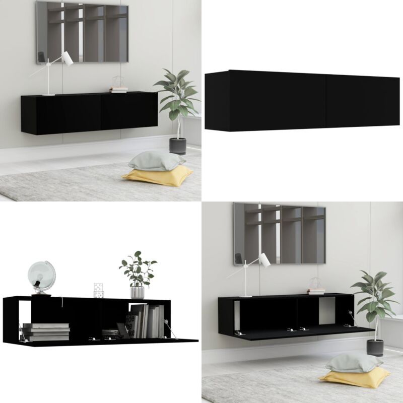 Vidaxl - Meuble tv Noir 120x30x30 cm Bois d'ingénierie - Meubles Tv - Meuble Tv Mural - Rangement Tv - Support Tv - Meuble Noir - Home & Living