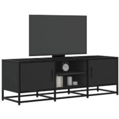 Meuble TV noir 120x35x41 bois d'ingénierie et métal