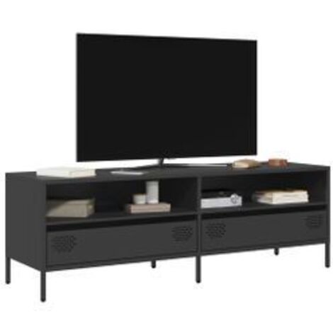 Meuble TV noir 135x39x43,5 acier laminé à froid