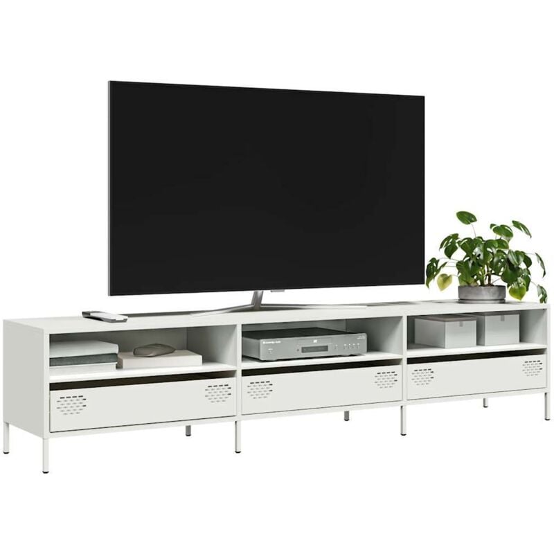 Vidaxl - Meuble tv blanc 202x39x43,5 cm acier laminé à froid