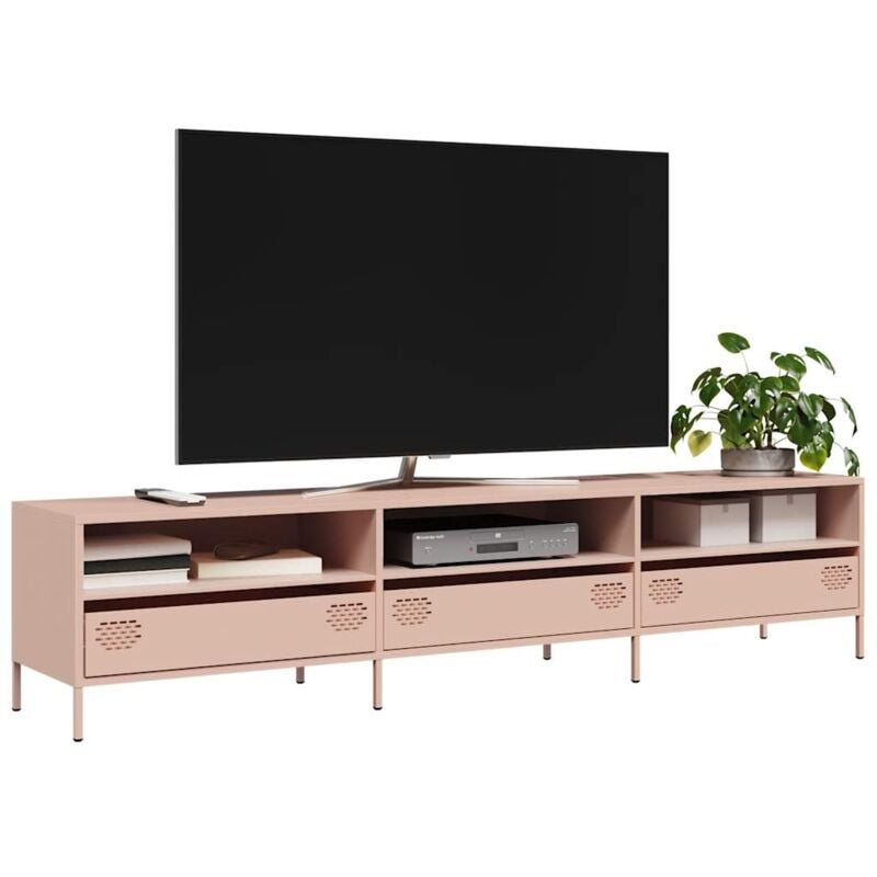 Vidaxl - Meuble tv rose 202x39x43,5 cm acier laminé à froid