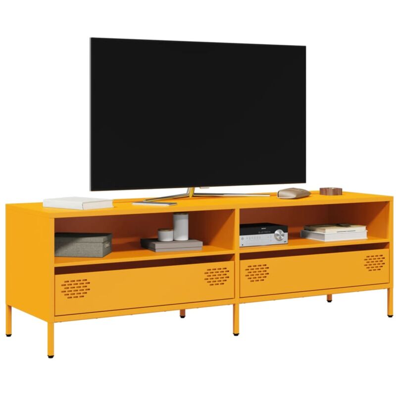 Vidaxl - Meuble tv jaune moutarde 135x39x43,5 cm acier laminé à froid