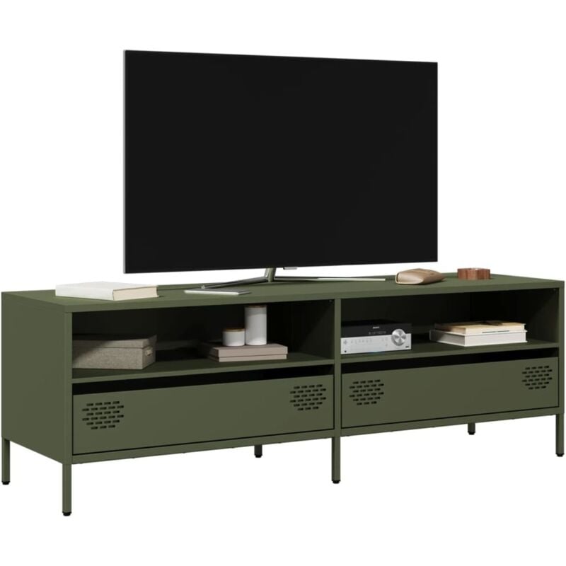 Vidaxl - Meuble tv vert olive 135x39x43,5 cm acier laminé à froid
