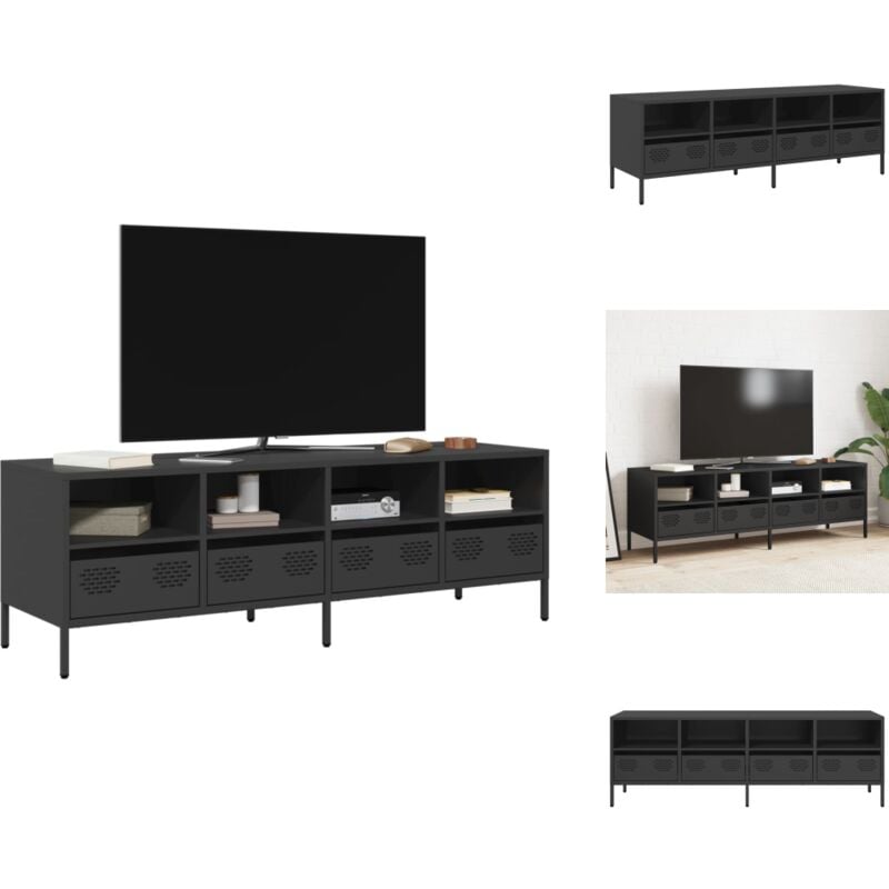 Meuble TV noir 135x39x43,5 cm acier laminé à froid - Meuble TV - Meubles TV - Support TV - Banc TV