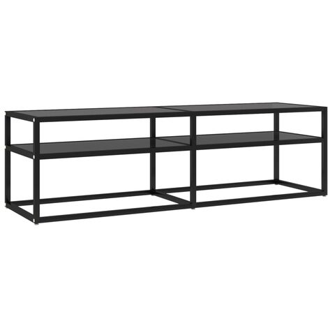 Meuble TV Noir 140x40x40,5 cm Verre trempé
