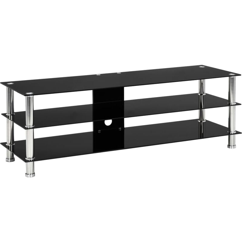 Meuble TV Verre Trempé 120x40x40 cm Noir