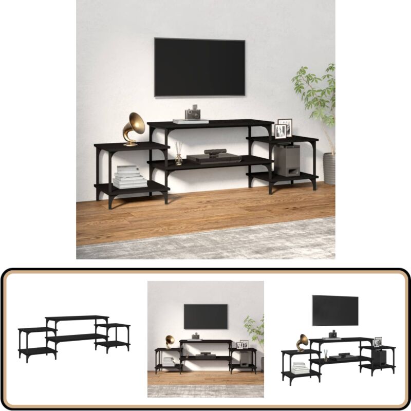 Vidaxl - Meuble tv noir 157x35x52 cm bois d'ingénierie - Meuble Tv - Meuble Téléviseur - Support Tv - Unité Tv - Meuble Salle Séjour
