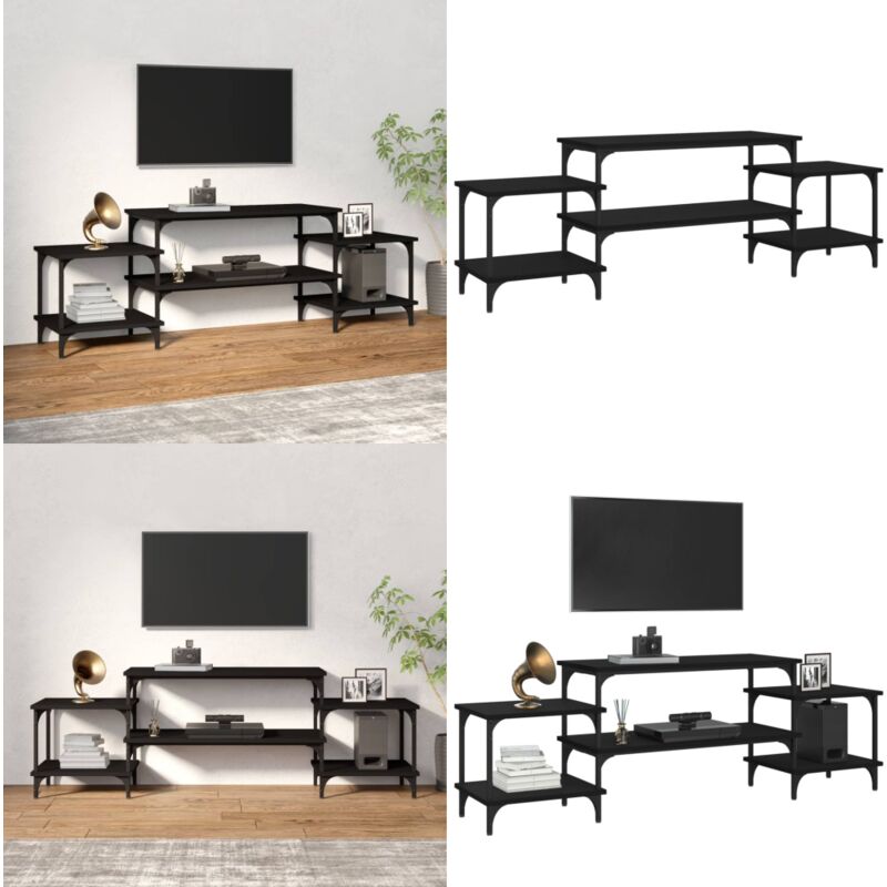 Vidaxl - Meuble tv noir 157x35x52 cm bois d'ingénierie - Meuble Tv - Meuble Téléviseur - Support Tv - Unité Tv - Meuble Salle Séjour - Home & Living