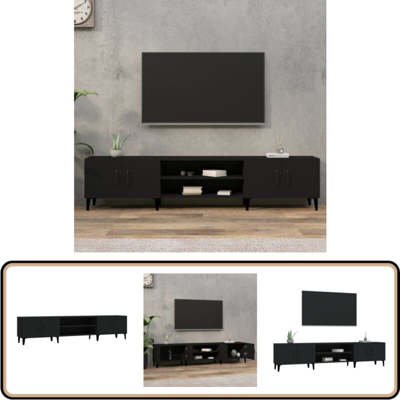 Vidaxl - Meuble tv noir 180x31,5x40 cm bois d'ingénierie - Meubles Tv - Meuble Tv - Support Tv - Unité Tv - Meuble Salle Séjour
