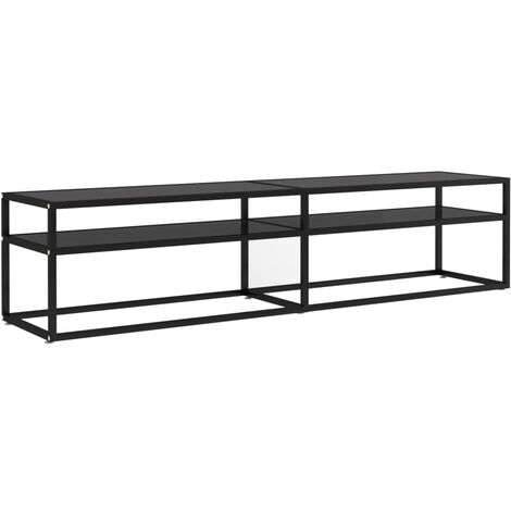 Meuble TV Noir 180x40x40,5 Verre trempé