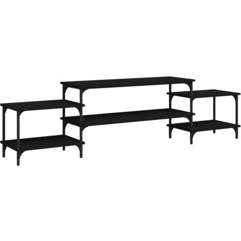 Meuble TV noir 197x35x52 bois d'ingénierie