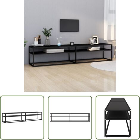 Meuble TV Noir 200x40x40,5 Verre trempé