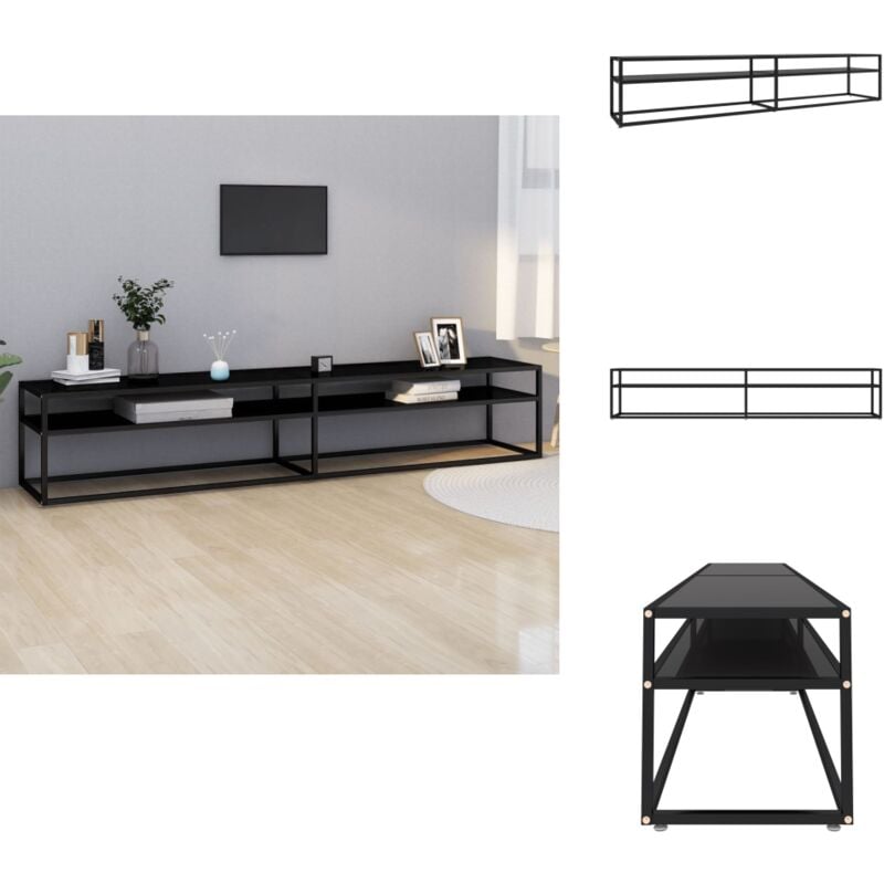 Vidaxl - Meuble tv noir 220x40x40,5 cm verre trempé - Meuble Tv - Meuble Audio - Meuble Hifi - Télévision - Support Tv