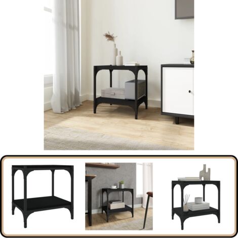 Meuble TV Noir 40x33x41 cm Bois d'ingénierie et acier - Meubles Tv - Meuble Tv Industriel - Meuble Tv Noir - Support Tv - Unité Tv