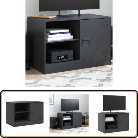 Meuble TV noir 67x39x44 cm acier - Meubles Tv - Meuble Tv - Meuble Audiovisuel - Support Tv - Console Tv