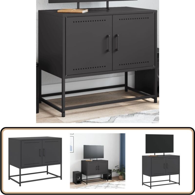 Vidaxl - Meuble tv noir 68,5x39x60,5 cm acier - Meubles Tv - Meuble Tv Industriel - Meuble Tv Noir - Étagère Téléviseur - Support Tv Mural
