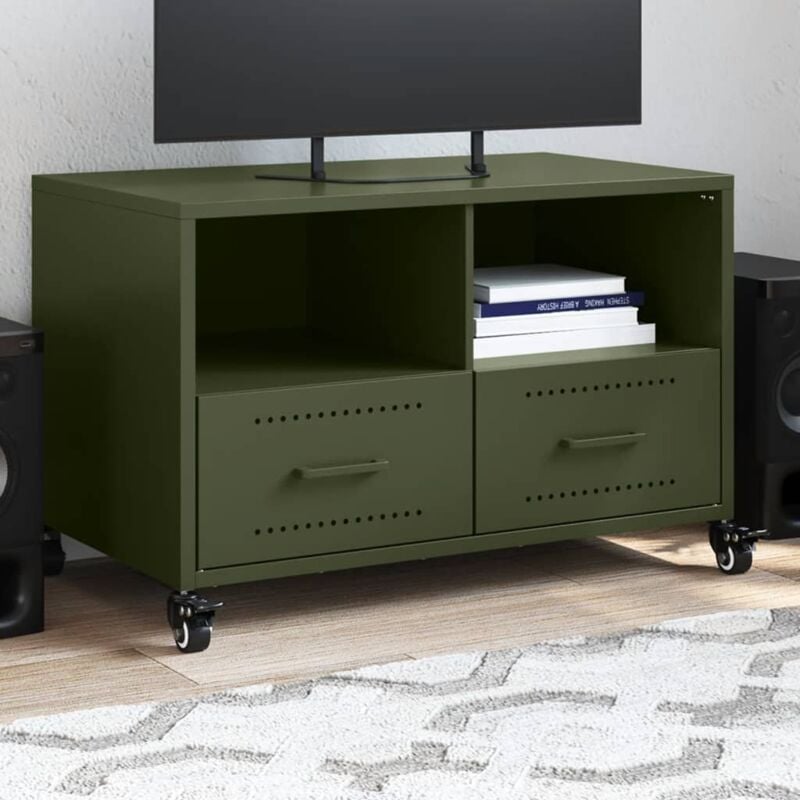 Vidaxl - Meuble tv vert olive 68x39x43,5 cm acier