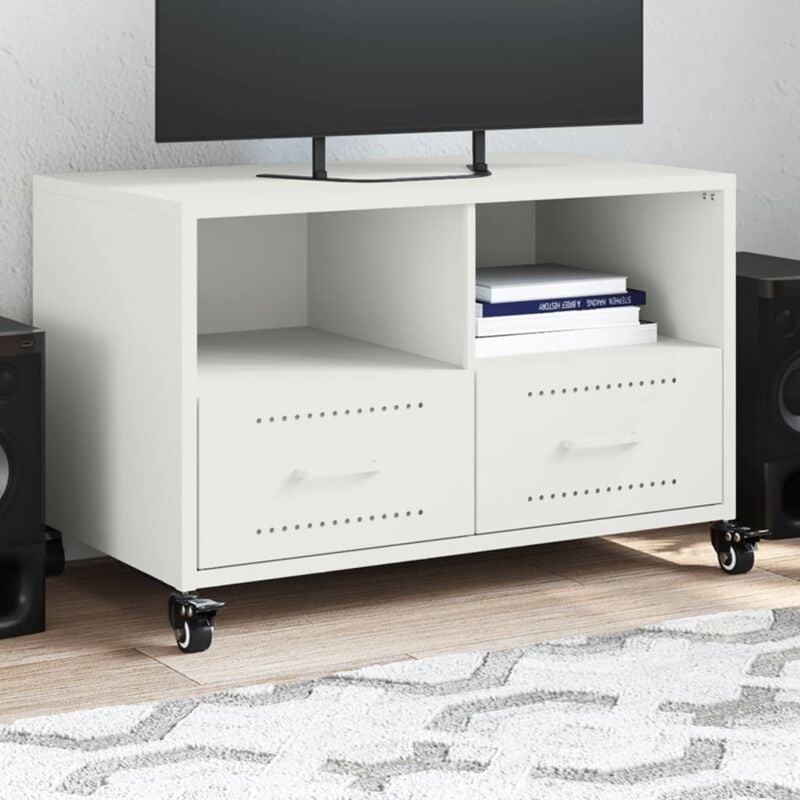vidaXL Meuble TV blanc 68x39x43,5 cm acier
