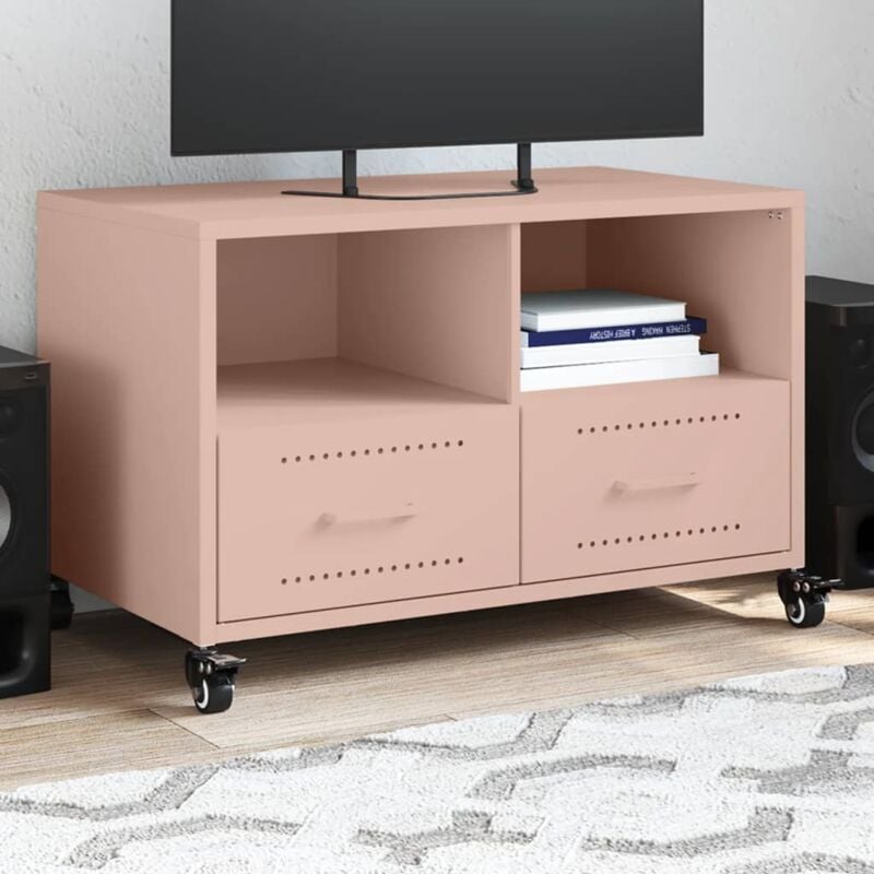 Vidaxl - Meuble tv rose 68x39x43,5 cm acier