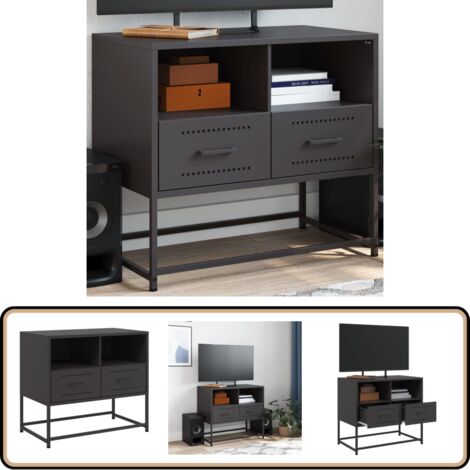 Meuble TV noir 68x39x60,5 cm acier - Meubles Tv - Meuble Tv Industriel - Meuble Tv Noir - Meuble Tv Acier - Rangement Tv