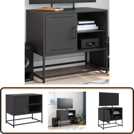 Meuble TV noir 68x39x60,5 cm acier - Meubles Tv - Meuble Tv Industriel - Meuble Tv Noir - Meuble Tv Acier - Rangement Tv