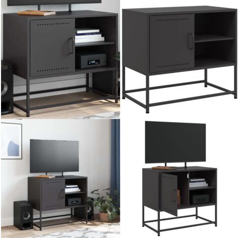 Meuble TV noir 68x39x60,5 cm acier - Meubles Tv - Meuble Tv Industriel - Meuble Tv Noir - Meuble Tv Acier - Rangement Tv - Home & Living