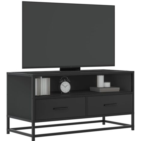 Meuble TV noir 80x34,5x40 cm bois d'ingénierie et métal vidaXL