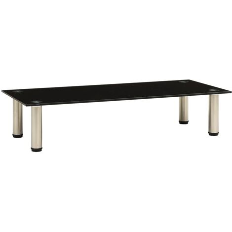 Meuble TV Noir 80x35x17 Verre trempé
