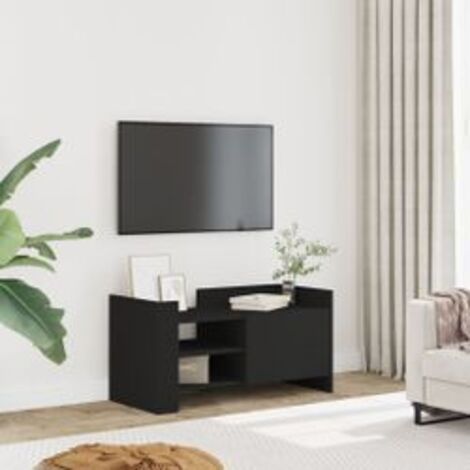 Meuble TV noir 80x35x40 bois d’ingénierie
